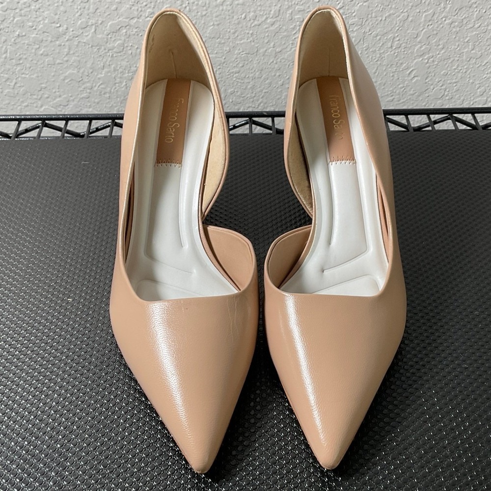 Franco Sarto Nude Pointed-Toe D'Orsay Heels
